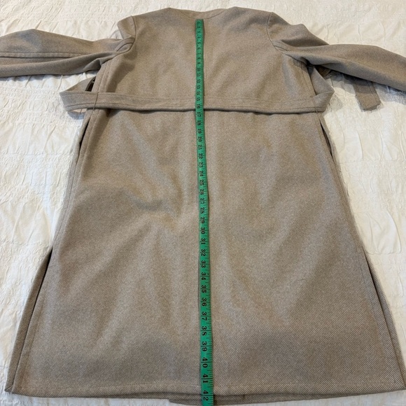 OAK + FORT Women’s Double Faced Belted Coat, Khaki, Size Medium - Picture 9 of 9